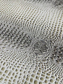 Gator Embossed Vinyl Leather Fabric - Silver - Faux Gator Skin Vinyl Fabric Sold By Yard