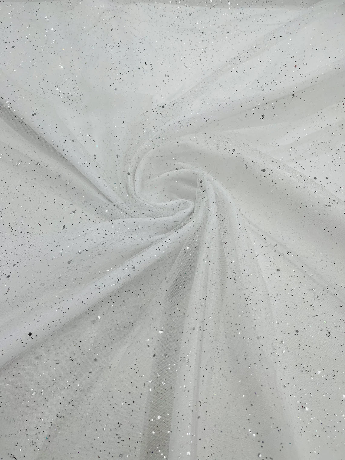 Sparkling Glitter Tulle Fabric - Silver - Sparkling Glitter Tulle Mesh Fabric Sold By Yard
