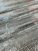 Anaconda Stretch Velvet - Silver - 58/60" Stretch Velvet Fabric with Anaconda Snake Print By Yard