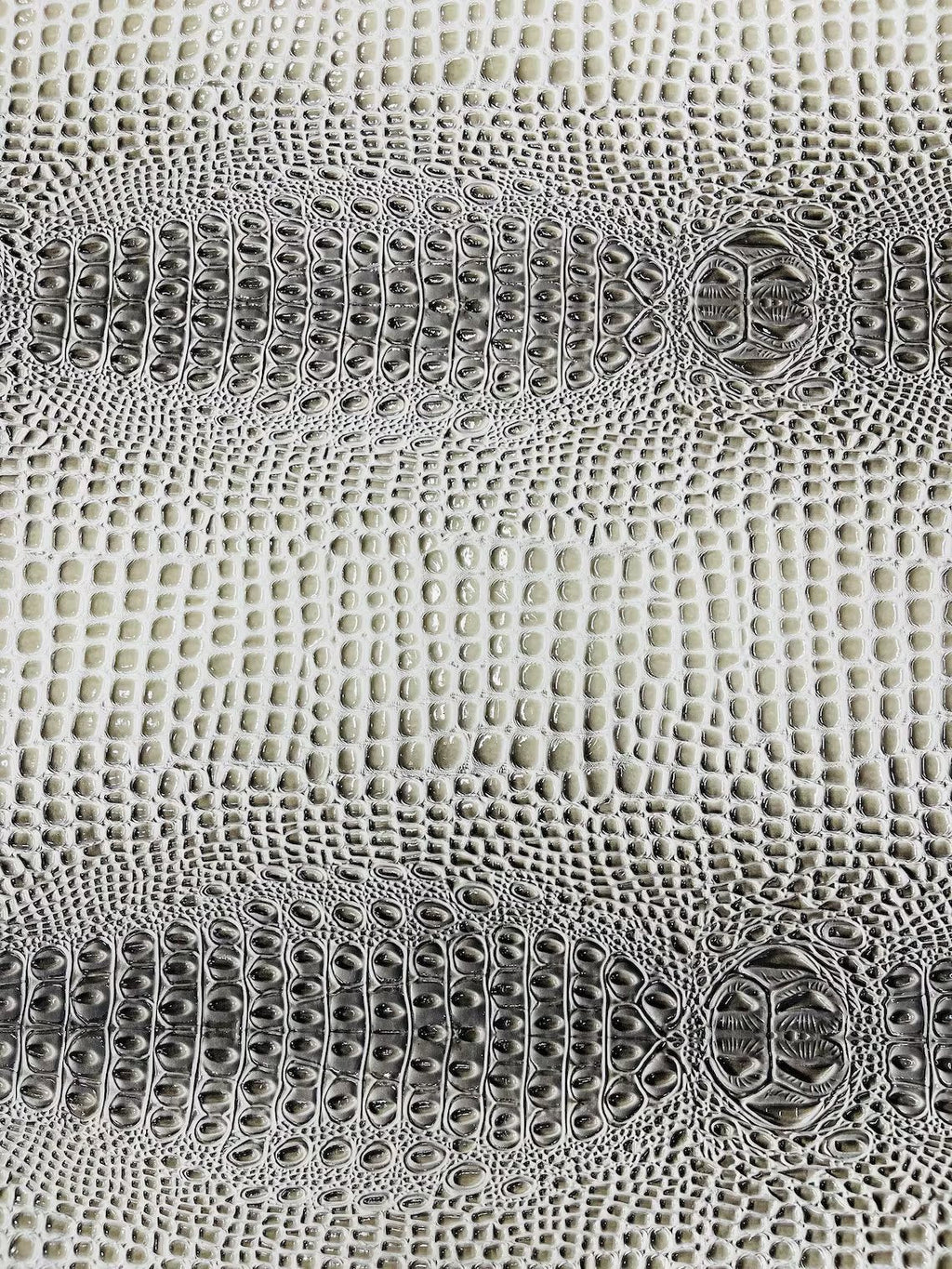 Gator Embossed Vinyl Leather Fabric - Silver - Faux Gator Skin Vinyl Fabric Sold By Yard