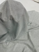 Diamond Shimmer Glitter Fabric - Silver - Sparkle Stretch Luxury Shiny Fabric By Yard