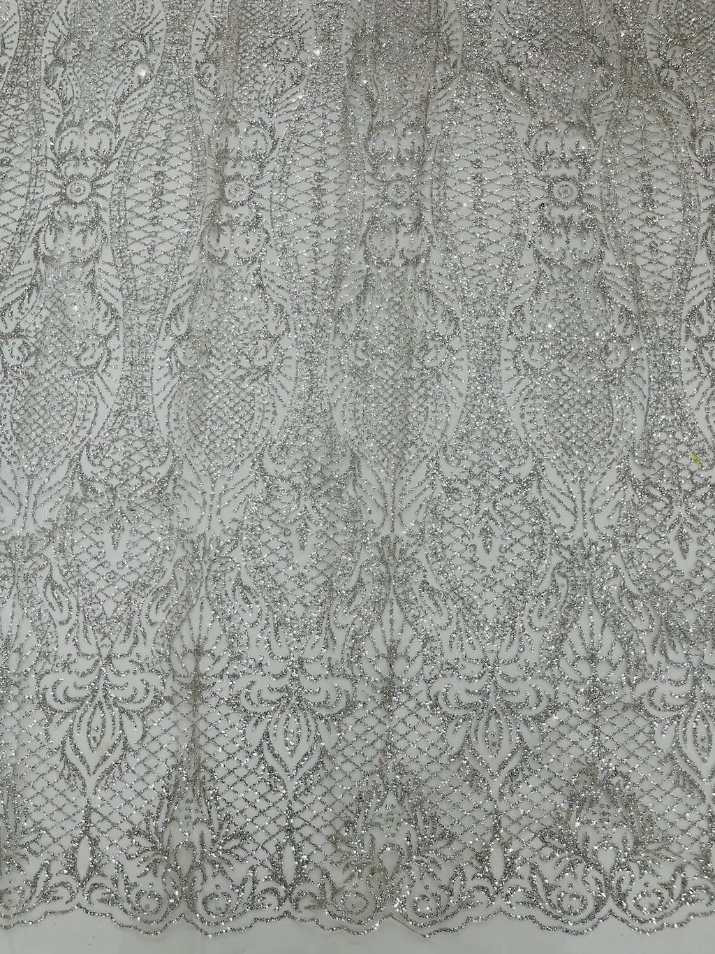 Mermaid Glitter Design - Silver - Tulle Mesh with Mermaid Tail Glitter Design Sold By Yard