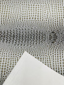 Gator Embossed Vinyl Leather Fabric - Silver - Faux Gator Skin Vinyl Fabric Sold By Yard