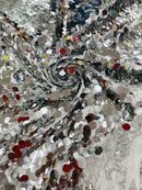 Round Large Sequins - Silver - Paillette Large Round Sequins Design Fabric By Yard