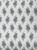 Floral Damask Lace Fabric - Silver - Embroidered Damask Flowers on Lace Fabric By Yard