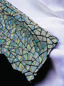 Mirror Sequins Velvet Fabric - Holographic Silver - Large Shiny Mirror Cut Sequins By Yard