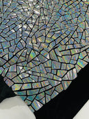 Mirror Sequins Velvet Fabric - Holographic Silver - Large Shiny Mirror Cut Sequins By Yard