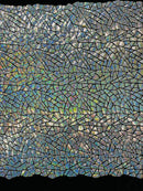 Mirror Sequins Velvet Fabric - Holographic Silver - Large Shiny Mirror Cut Sequins By Yard