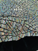 Mirror Sequins Velvet Fabric - Holographic Silver - Large Shiny Mirror Cut Sequins By Yard