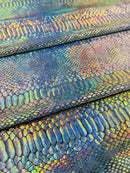 Anaconda Stretch Velvet - Silver Iridescent - 58/60" Stretch Velvet Fabric with Anaconda Snake Print By Yard