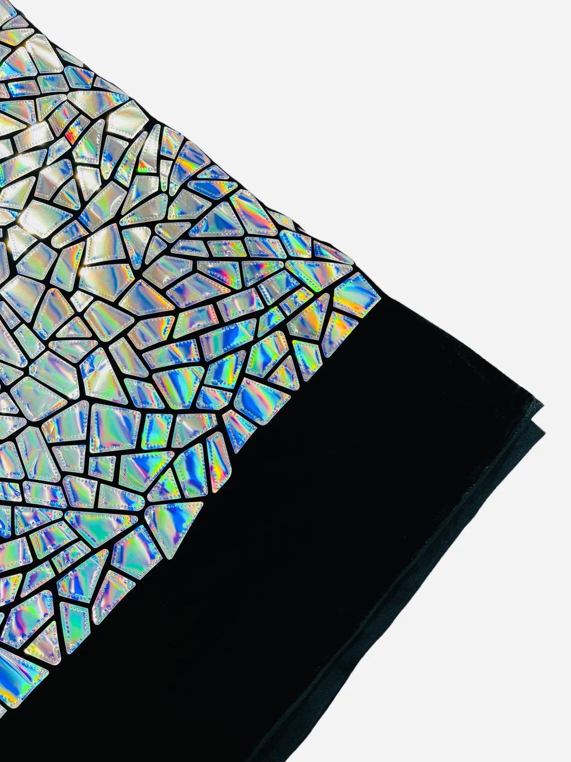 Mirror Sequins Velvet Fabric - Iridescent Silver - Large Shiny Mirror Cut Sequins By Yard