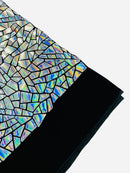 Mirror Sequins Velvet Fabric - Iridescent Silver - Large Shiny Mirror Cut Sequins By Yard