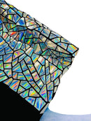 Mirror Sequins Velvet Fabric - Iridescent Silver - Large Shiny Mirror Cut Sequins By Yard