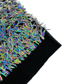 Sword Large Shiny Sequins - Silver Iridescent - Hanging Iridescent Sequins On Lace Fabric By Yard