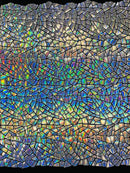 Mirror Sequins Velvet Fabric - Iridescent Silver - Large Shiny Mirror Cut Sequins By Yard