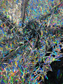 Sword Large Shiny Sequins - Silver Iridescent - Hanging Iridescent Sequins On Lace Fabric By Yard