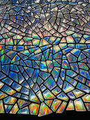 Mirror Sequins Velvet Fabric - Iridescent Silver - Large Shiny Mirror Cut Sequins By Yard