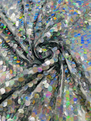 Round Large Sequins - Silver Iridescent - Paillette Large Round Sequins Design Fabric By Yard