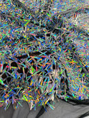 Sword Large Shiny Sequins - Silver Iridescent - Hanging Iridescent Sequins On Lace Fabric By Yard