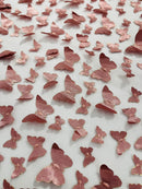 3D Butterfly Design Lace - Skin - Embroidered Lace with 3D Butterfly Design By Yard