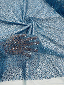 Pearl Sequins Bead Fabric - Sky Blue - Small Beads and Sequins Embroidered on Lace By Yard