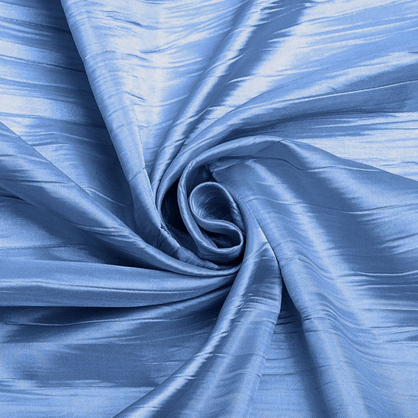54" Crushed Taffeta Fabric - Sky Blue - Crushed Taffeta Creased Fabric Sold by The Yard