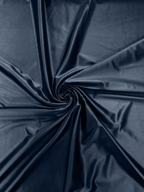 60" Heavy Shiny Satin Fabric - Steel Blue - Stretch Shiny Satin Fabric Sold By Yard