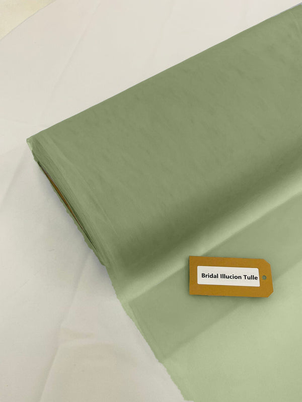 108" Tulle Illusion Fabric - Sage - Premium Tulle Polyester Fabric Sold By Roll of 50 Yards