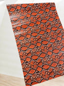 Snake Python Faux Leather Vinyl - Tangerine - 3D Snake Print Design Embossed Vinyl By Yard