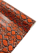 Snake Python Faux Leather Vinyl - Tangerine - 3D Snake Print Design Embossed Vinyl By Yard