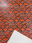 Snake Python Faux Leather Vinyl - Tangerine - 3D Snake Print Design Embossed Vinyl By Yard