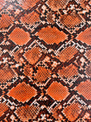 Snake Python Faux Leather Vinyl - Tangerine - 3D Snake Print Design Embossed Vinyl By Yard