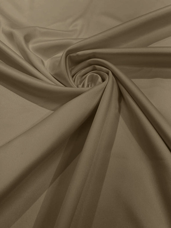 58/59" Satin Stretch Fabric Matte L'Amour - Taupe - Stretch Matte Satin Fabric Sold By Yard
