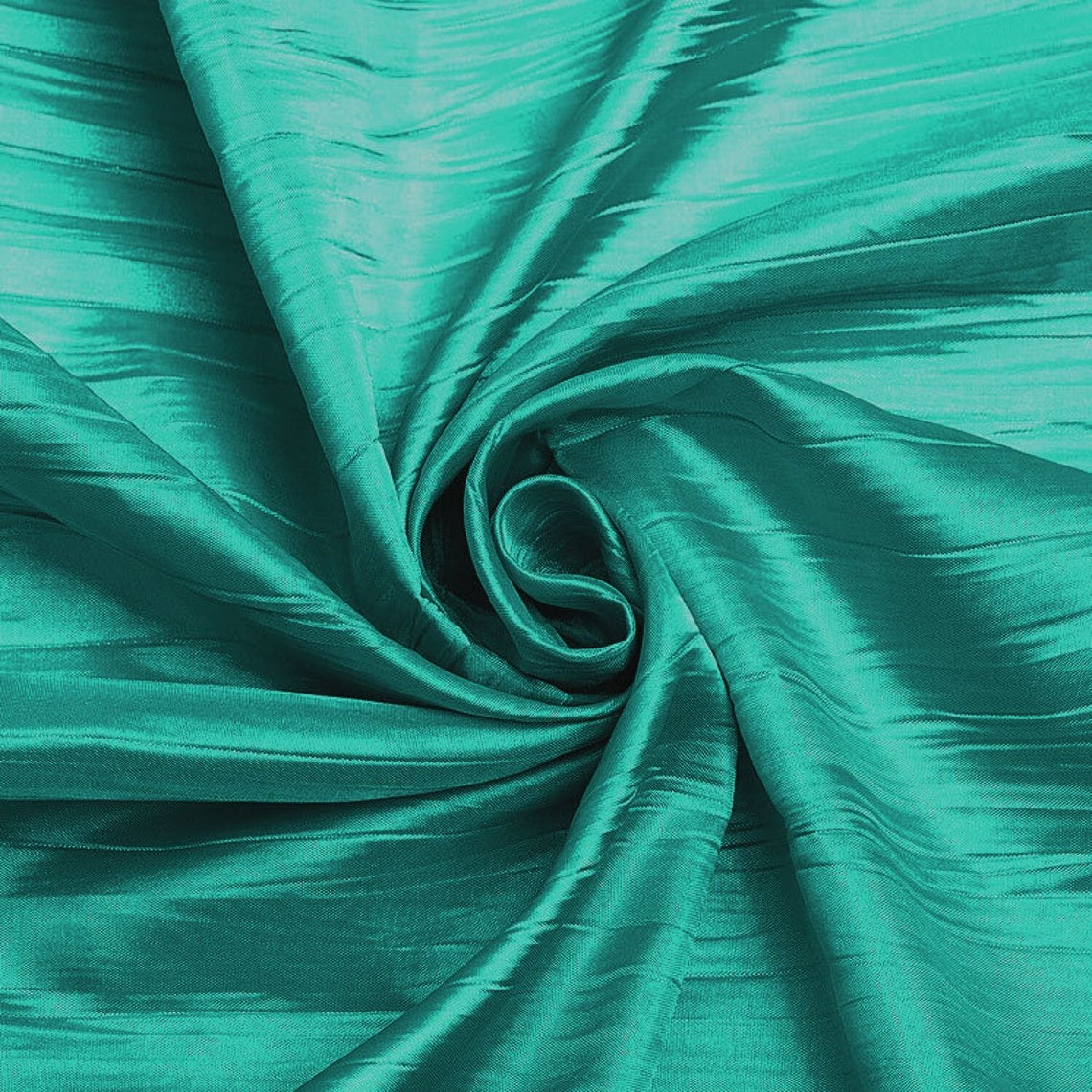 54" Crushed Taffeta Fabric - Teal - Crushed Taffeta Creased Fabric Sold by The Yard