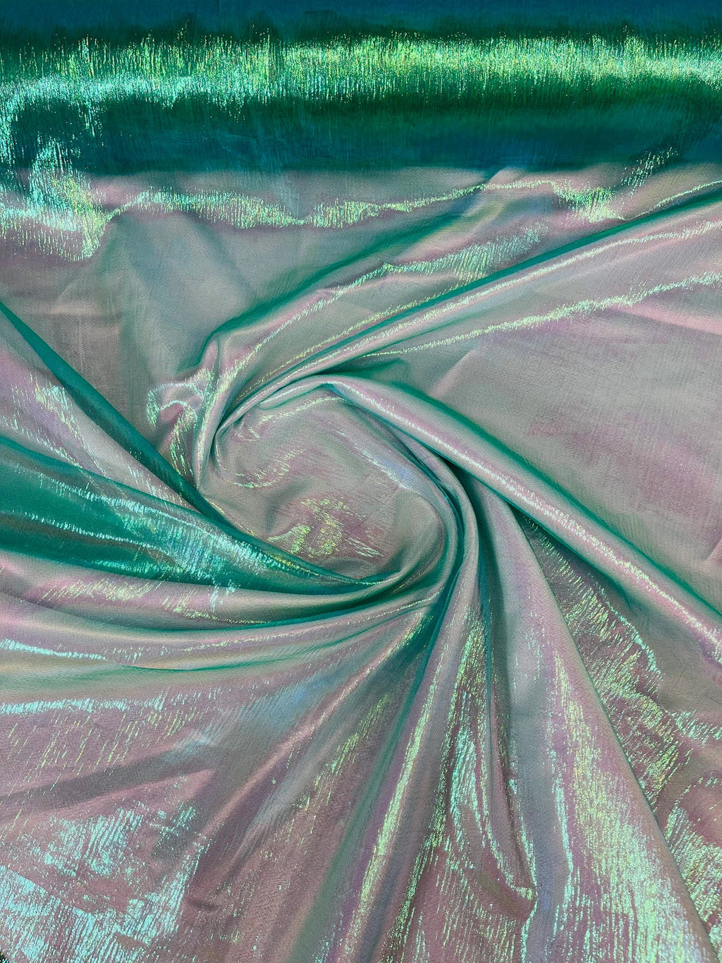 Crushed Organza - Iridescent Teal - 45" Sheer Crushed Organza Fabric Sold By Yard