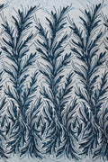 Leaf Design Stretch Sequins - Teal - 4 Way Stretch Lace Mesh Sequins Fabric by Yard