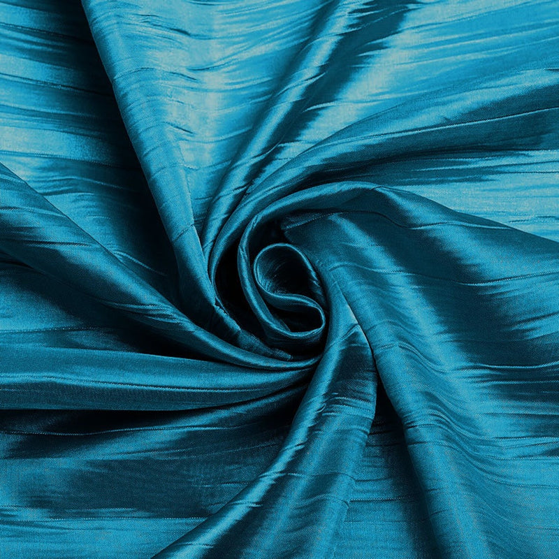 54" Crushed Taffeta Fabric - Teal Blue - Crushed Taffeta Creased Fabric Sold by The Yard