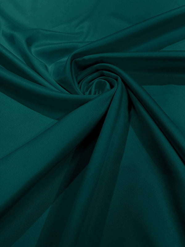 58/59" Satin Stretch Fabric Matte L'Amour - Teal Green - Stretch Matte Satin Fabric Sold By Yard
