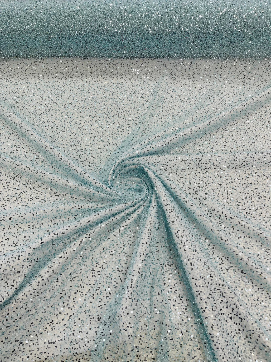 3D Beaded Lace Fabric - Tiffany Blue - Heavy Embroidery Handmade Lace, Beaded Fabric By Yard