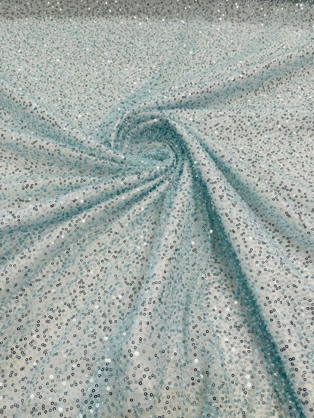 3D Beaded Lace Fabric - Tiffany Blue - Heavy Embroidery Handmade Lace, Beaded Fabric By Yard