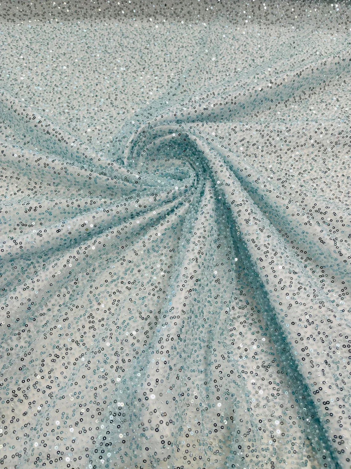 3D Beaded Lace Fabric - Tiffany Blue - Heavy Embroidery Handmade Lace, Beaded Fabric By Yard