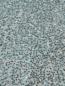 Pearl Sequins Bead Fabric - Tiffany Blue - Small Beads and Sequins Embroidered on Lace By Yard
