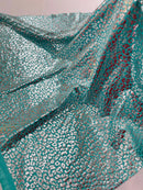 Cheetah Design Spandex Fabric - Tiffany / Silver - 58/60" Animal Print 4 Way Stretch Fabric By Yard