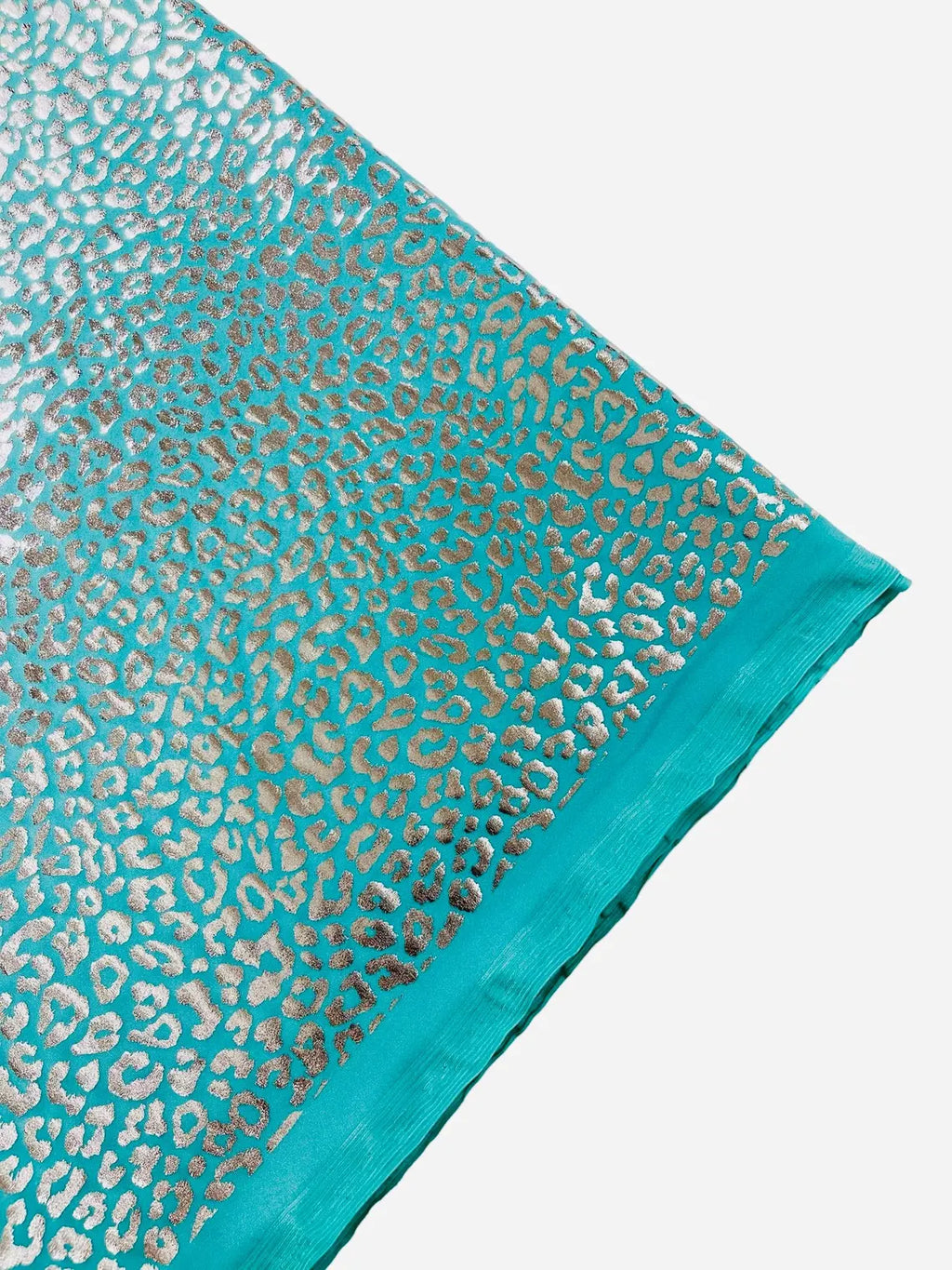 Cheetah Design Spandex Fabric - Tiffany / Silver - 58/60" Animal Print 4 Way Stretch Fabric By Yard