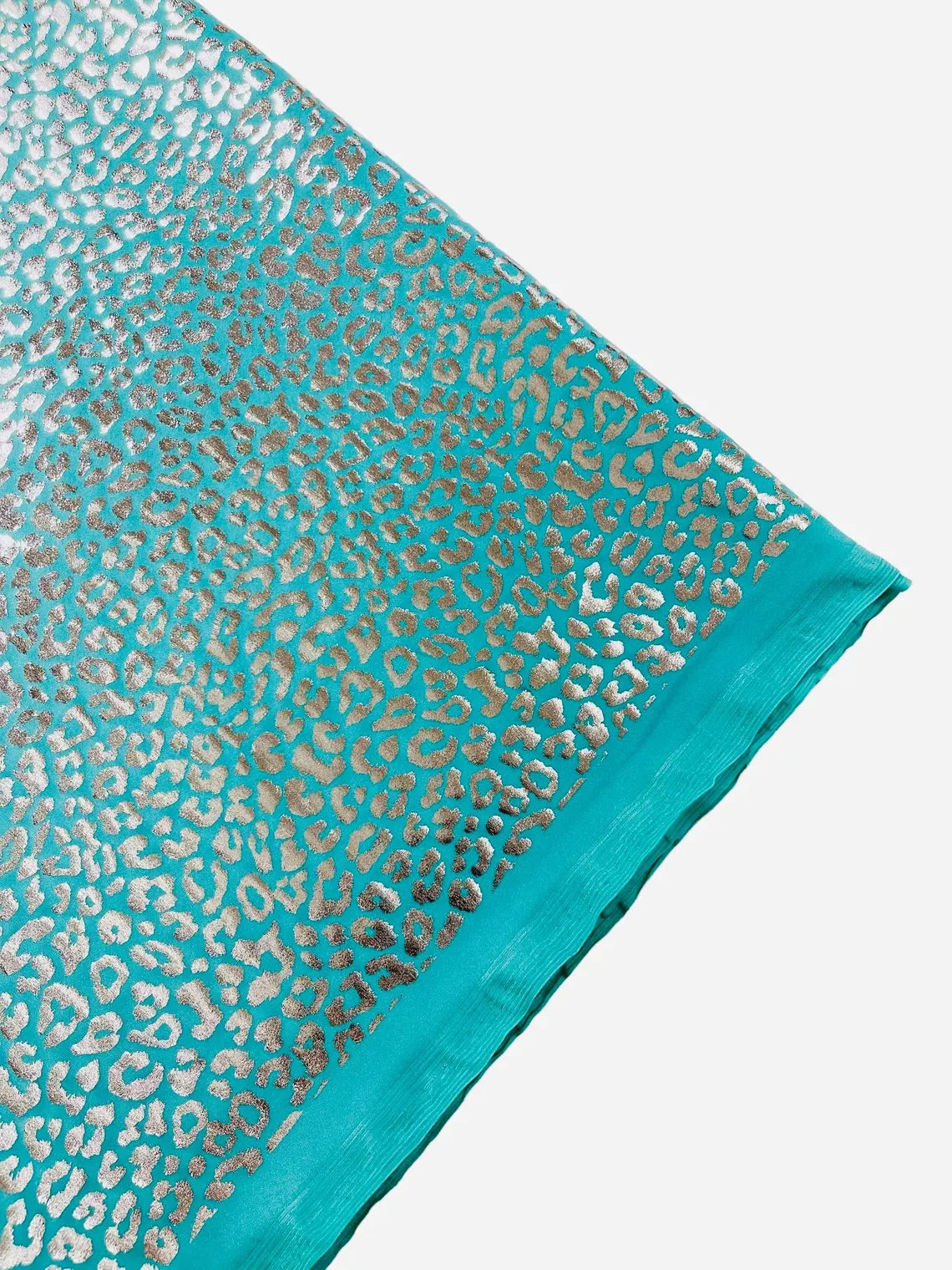 Cheetah Design Spandex Fabric - Tiffany / Silver - 58/60" Animal Print 4 Way Stretch Fabric By Yard