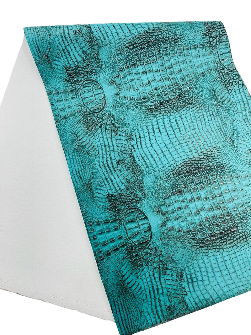 Alligator Faux Leather Vinyl - Tiffany - Fabric 3D Scales Design Vinyl Alligator By Yard