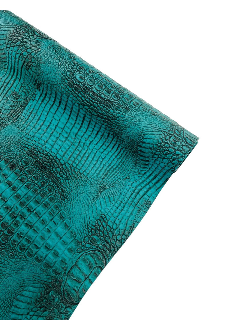 Alligator Faux Leather Vinyl - Tiffany - Fabric 3D Scales Design Vinyl Alligator By Yard