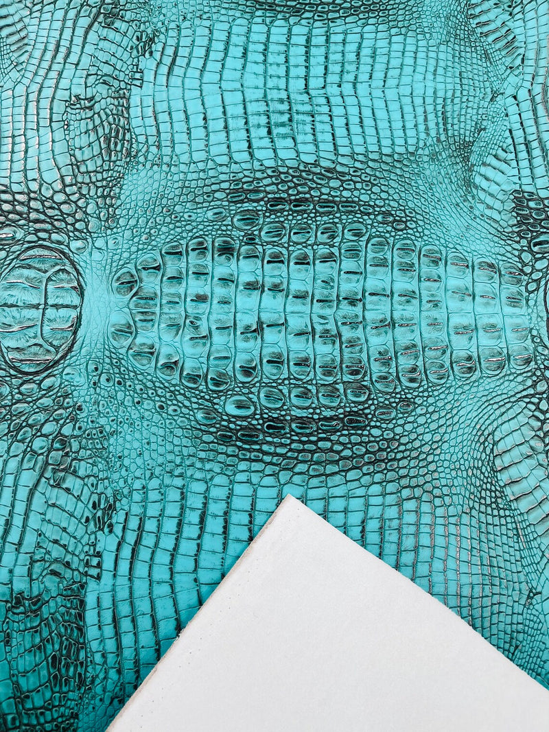 Alligator Faux Leather Vinyl - Tiffany - Fabric 3D Scales Design Vinyl Alligator By Yard