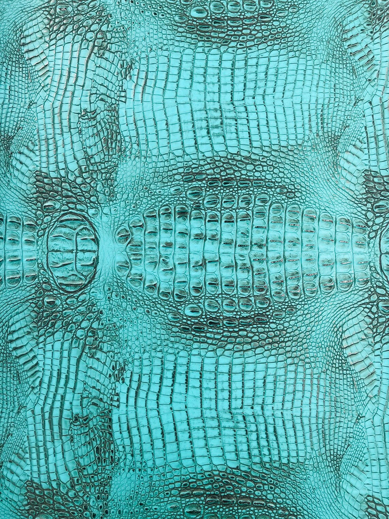 Alligator Faux Leather Vinyl - Tiffany - Fabric 3D Scales Design Vinyl Alligator By Yard