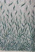 Beaded Fire Design Fabric - Tiffany Blue - Fire Flame Design Sequins and Beads on Mesh by Yard